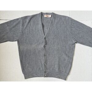 THE FOX COLLECTION - Men's VINTAGE Gray Acrylic Cardigan Sweater - X-Large 46-48